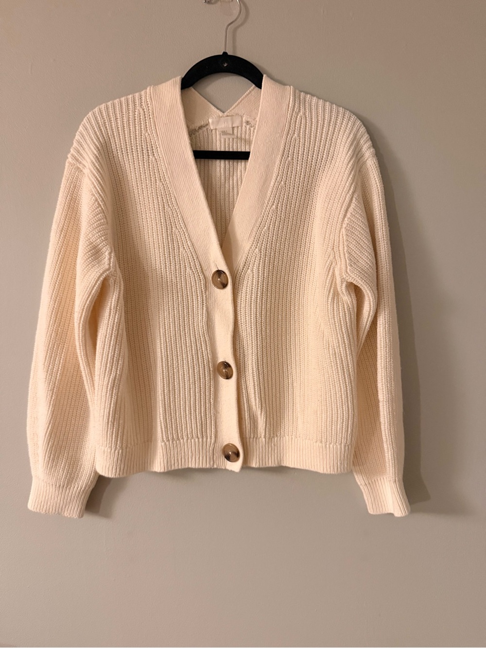 H&M Cream Ribbed Cardigan